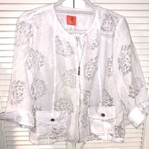 Hearts of Palm Womens Floral sheer zip up jacket 8